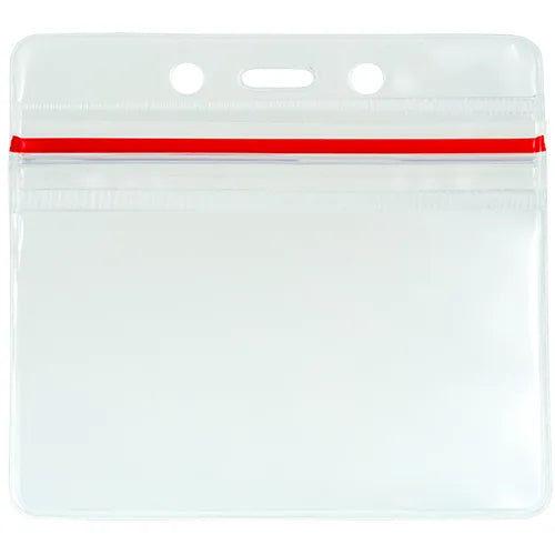 Clear Classic Vinyl Badge Holder w/ Zipper – Horizontal
