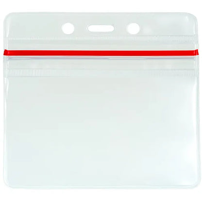 Clear Classic Vinyl Badge Holder w/ Zipper – Horizontal