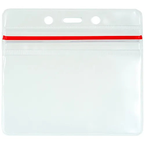 Clear Classic Vinyl Badge Holder w/ Zipper – Horizontal